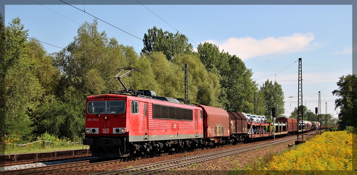 155 171 bei der Durchfahrt von Leipzig - Thekla am 21.08.2015 
