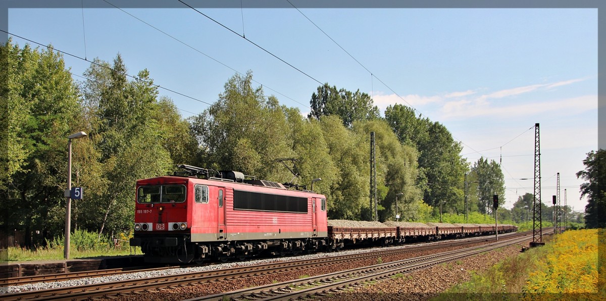 155 197 bei der Durchfahrt von Leipzig - Thekla am 21.08.2015 