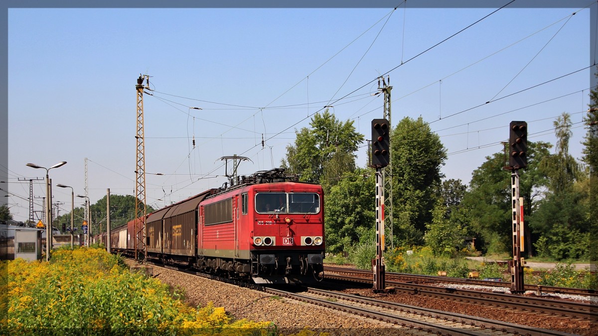 155 218 bei der Durchfahrt von Leipzig - Thekla am 21.08.2015 