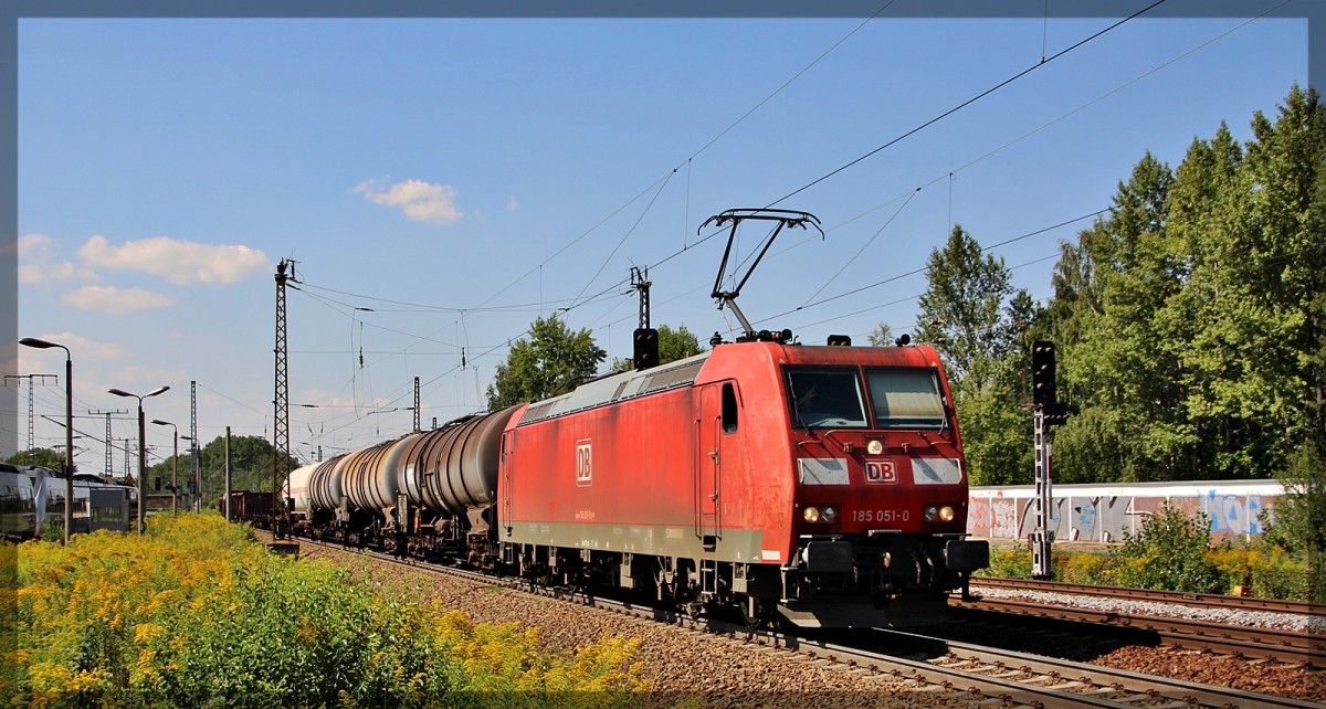 185 051 bei der Durchfahrt von Leipzig - Thekla am 21.08.2015 