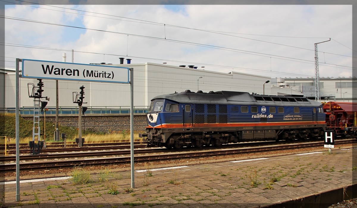 232 103 von Raildox bei ihrer Pause in Waren an der Müritz am 01.09.2015