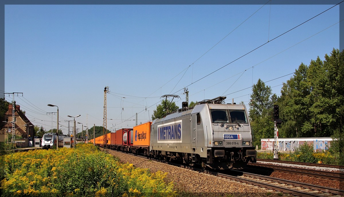 MT 386 019 bei der Durchfahrt von Leipzig - Thekla am 21.08.2015 