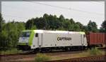 185 562 der ITL/Captrain in Hangenow Land wo sie an die Seite musste um einen anderen Zug vorbei zu lassen in Richtung Ludwigslust am 04.07.2015