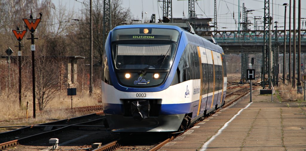 Der OLA VT 0003 bei der Einfahrt in Neubrandenburg am 26.03.2012!
