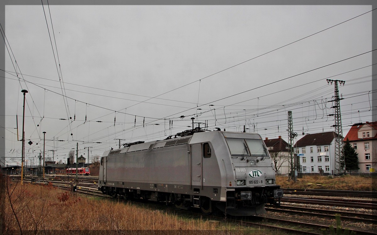 119 003 ( 185 622 ) der Captrain / ITL abgestellt in Neubrandenburg am 14.12.2015