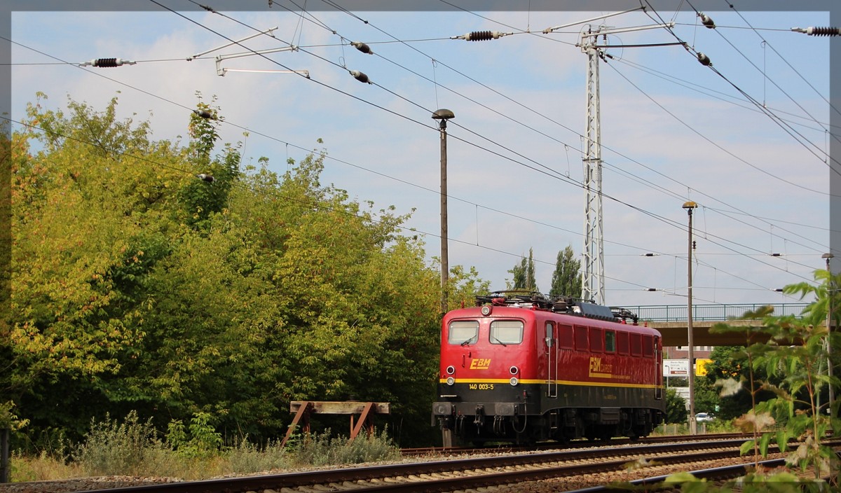 140 003 der EBM abgestellt in Waren an der Müritz am 04.09.2015