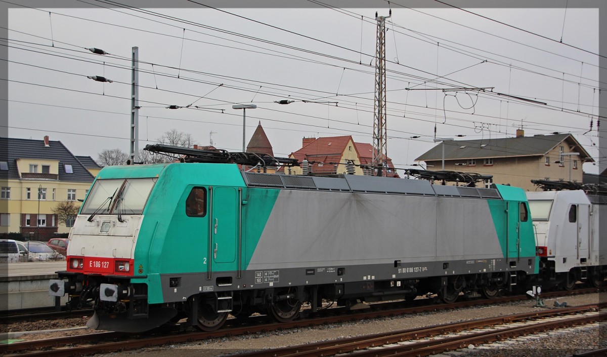 186 127 der Captrain/ITL abgestellt in Angermünde am 12.03.2016