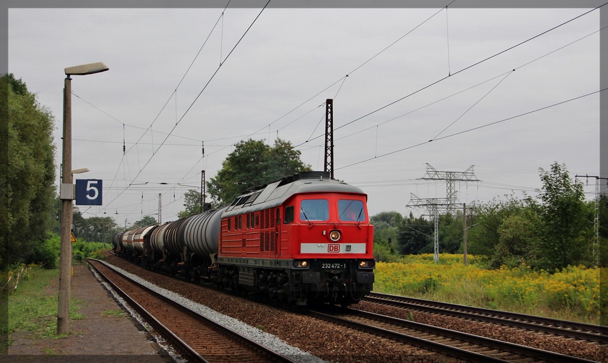 232 472 bei der Durchfahrt in Leipzig-Thekla am 19.08.2015