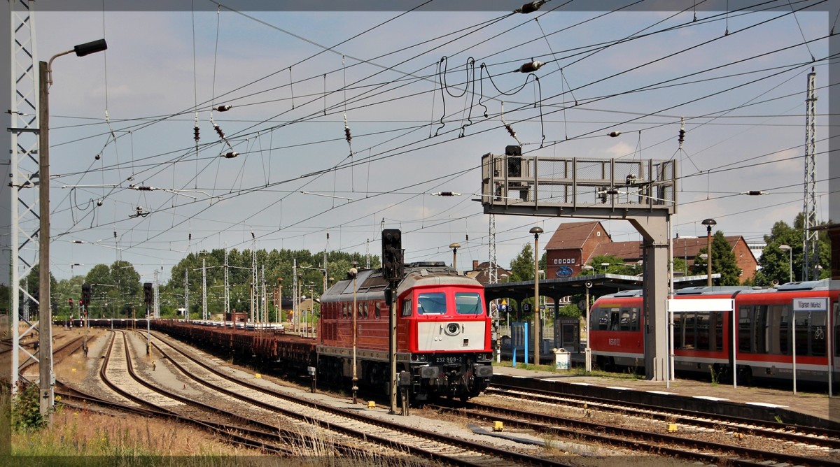 232 909 in Waren ( an der Müritz ) abgestellt am 29.06.2015
