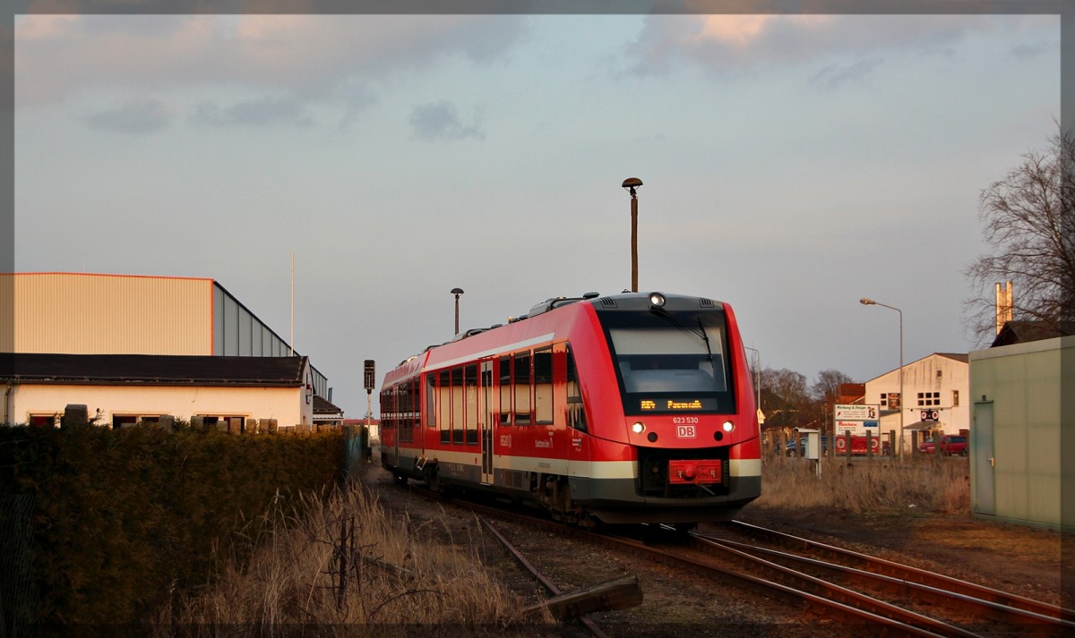 623 030 als RE4 in Richtung Pasewalk in Torgelow am 08.03.2016