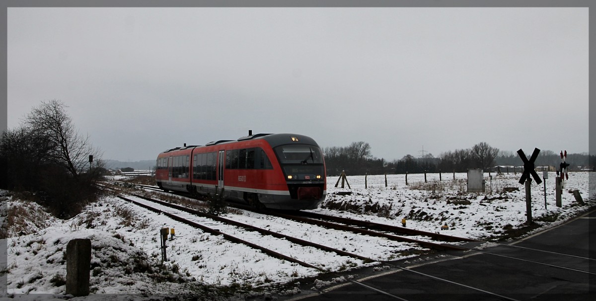 642 186 bei der Einfahrt in den Bahnhof Nossentin am 1.2.2015