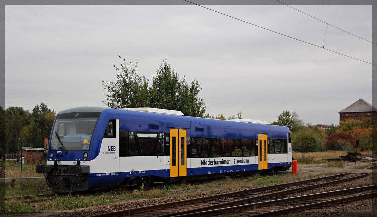 650 536 (VT 004) der NEB abgestellt am 07.10.2015 in Angermünde