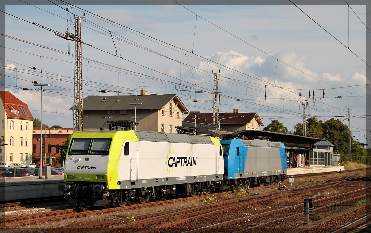 ITL/Captrain 145 095 und 185 524 abgestellt in Angermünde am 23.08.2014