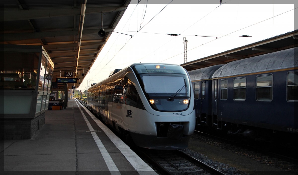 NEB VT 0014 in Berlin - Lichtenberg kurz vor der Abfahrt in Richtung Werneuchen am 01.08.2015