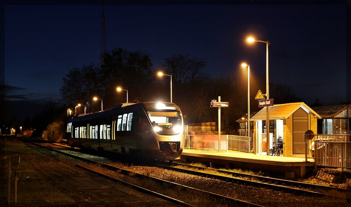 VT 0013 der NEB am 25.12.2015 am Endbahnhof Templin Stadt 