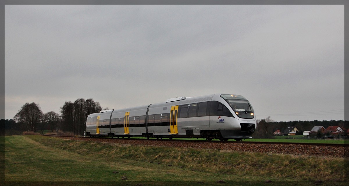 VT 0014 der NEB kurz vor dem Hp Hammelspring am 27.12.2015