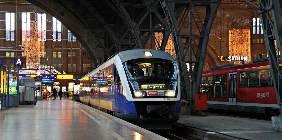 VT 564 der Mitteldeutschen Regiobahn in Leipzig am 26.11.2014