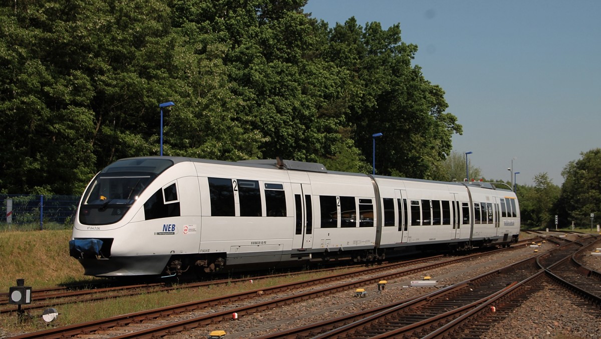 VT 643.04 der PEG ( im Einsatz bei der NEB ) in Basdorf am 22.5.2014.