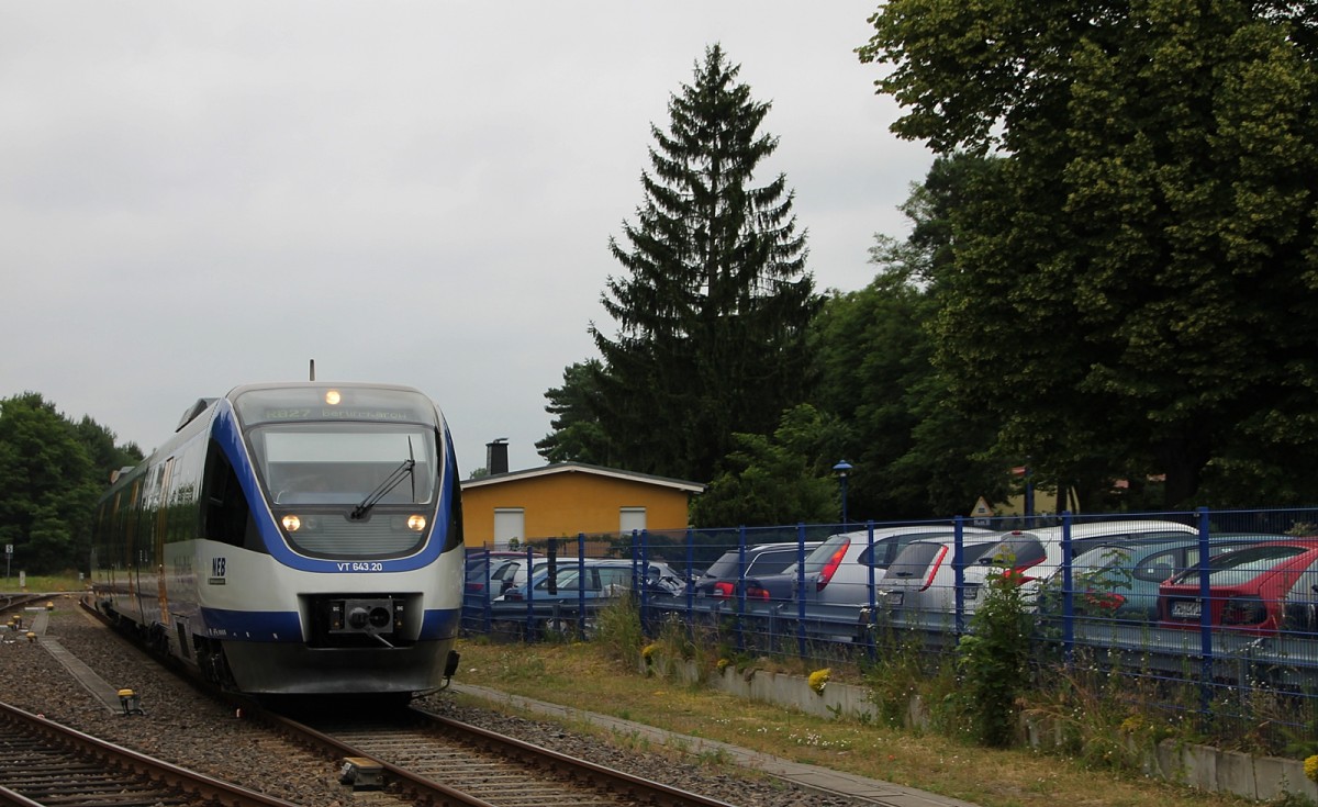 VT 643.20  der NEB bei der Einfahrt in den Bahnhof Basdorf am 19.6.2014.