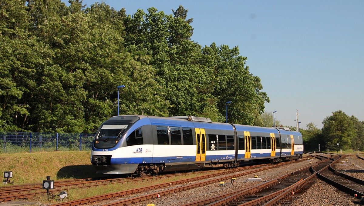 VT 733 auf Rangierfahrt in BW der NEB in Basdorf am 22.5.2014!