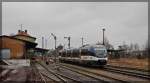 br-643-talent/483953/vt-732-der-neb-bei-der VT 732 der NEB bei der Ausfahrt aus dem Bahnhof Templin am 06.03.2016