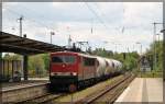 155 195  MEG 704  in Neustrelitz Hbf in Richtung Rostock am 13.05.2015